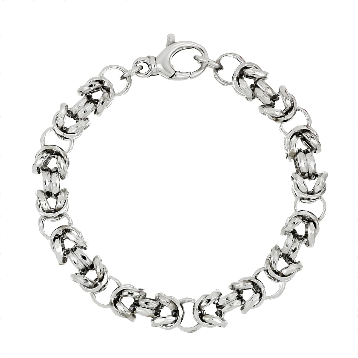 La Bella Handmade Byzantine Sterling Silver Bracelet (Size - 8) with Lobster Clasp, Silver Wt. 19.31 Gms