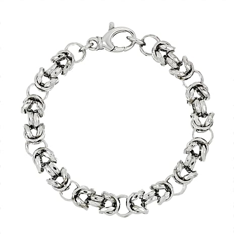 La Bella Handmade Byzantine Sterling Silver Bracelet (Size - 8) with Lobster Clasp, Silver Wt. 19.31 Gms