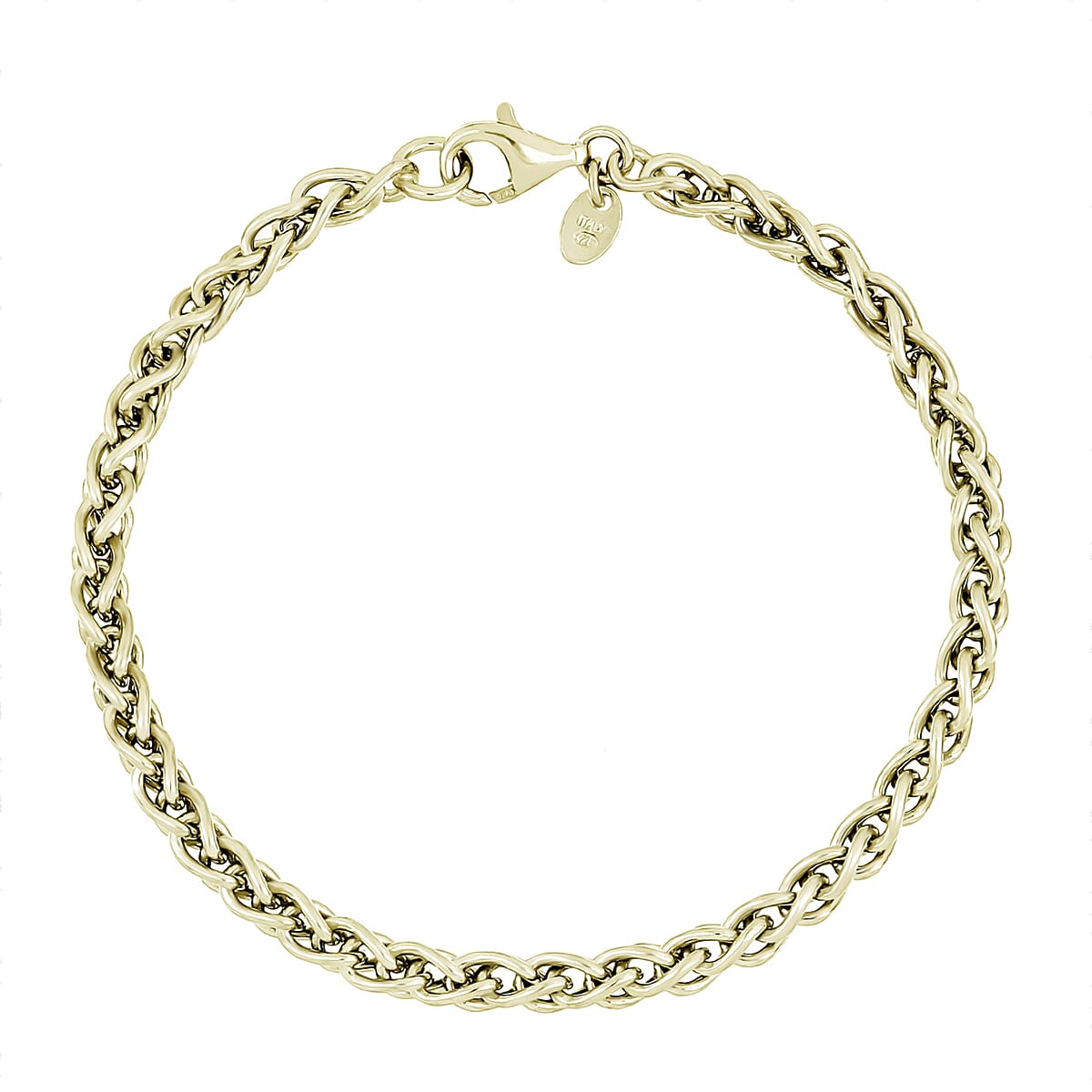 La Bella Handmade- Yellow Gold Plated Sterling Silver Spiga Bracelet (Size - 8)
