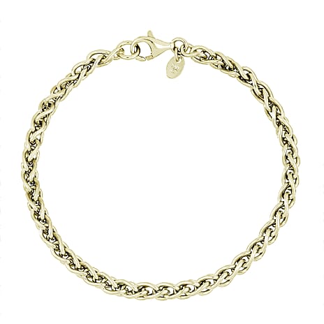 La Bella Handmade- Yellow Gold Plated Sterling Silver Spiga Bracelet (Size - 8)