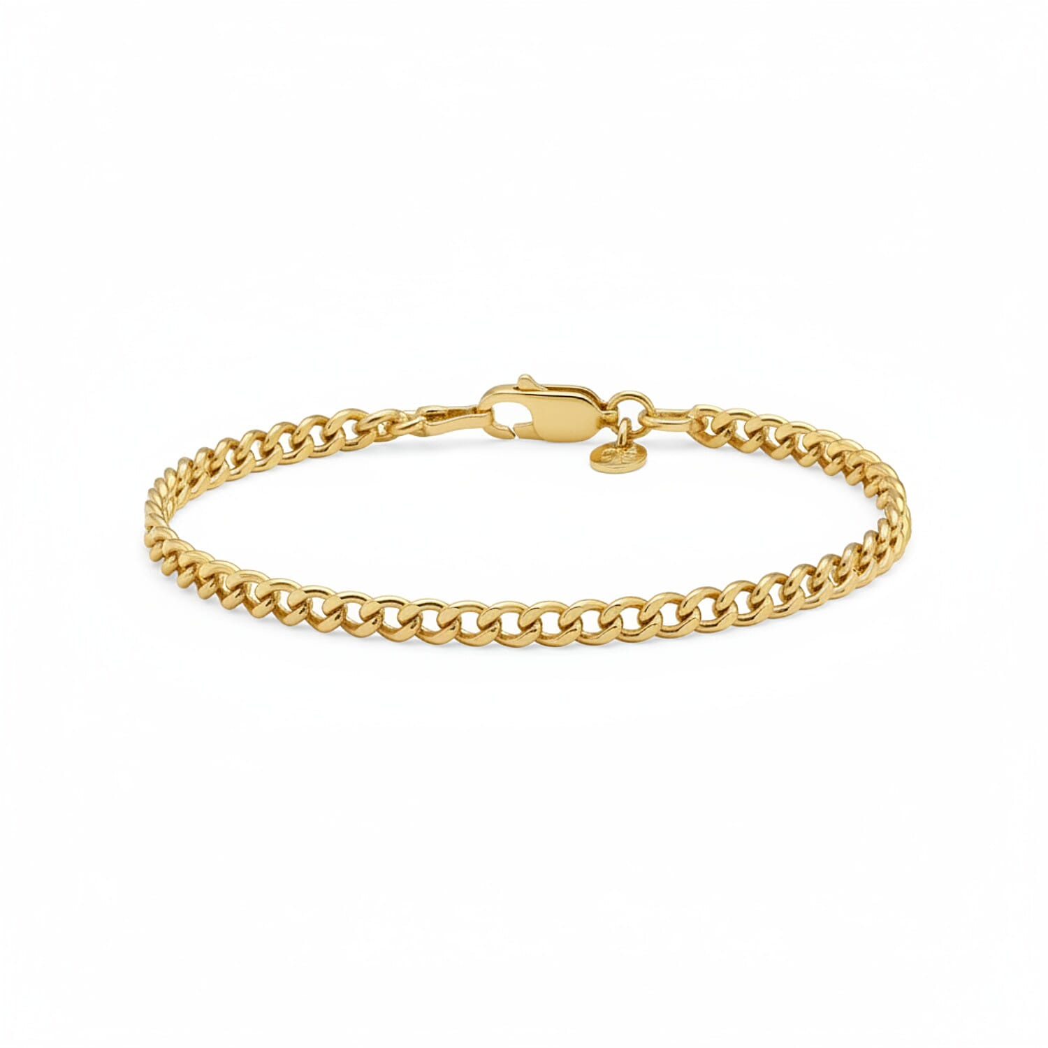 La Bella Handmade Yellow Gold Plated Sterling Silver Curb Bracelet (Size - 7.5)