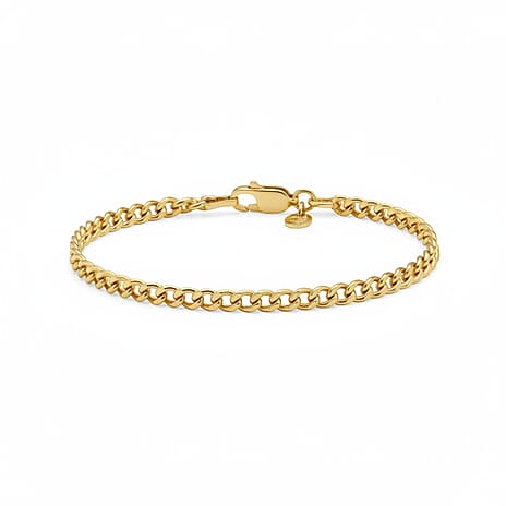 La Bella Handmade Yellow Gold Plated Sterling Silver Curb Bracelet (Size - 7.5)