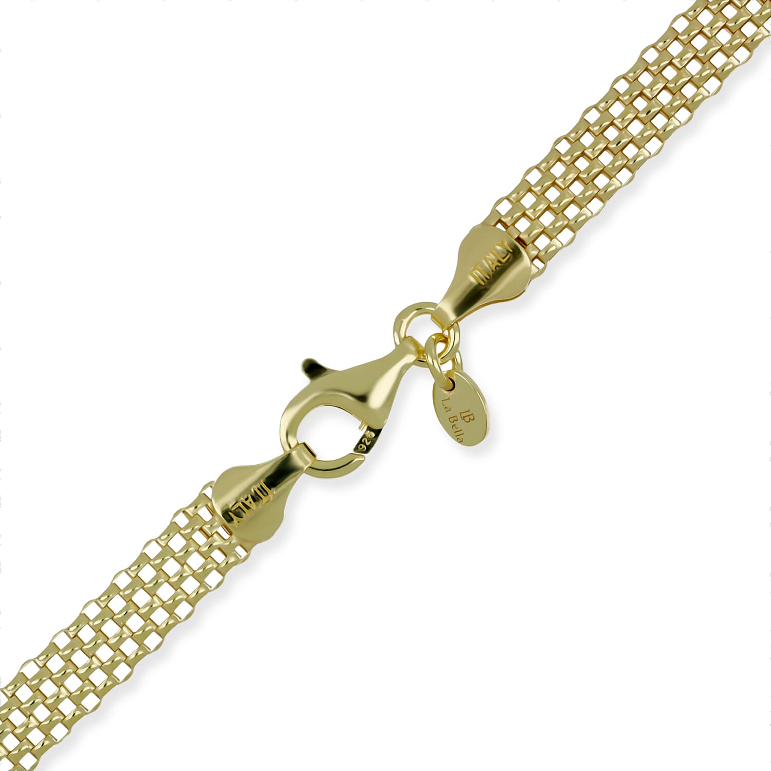 La Bella Handmade- Yellow Gold Plated Sterling Silver Bracelet (Size - 7.5)