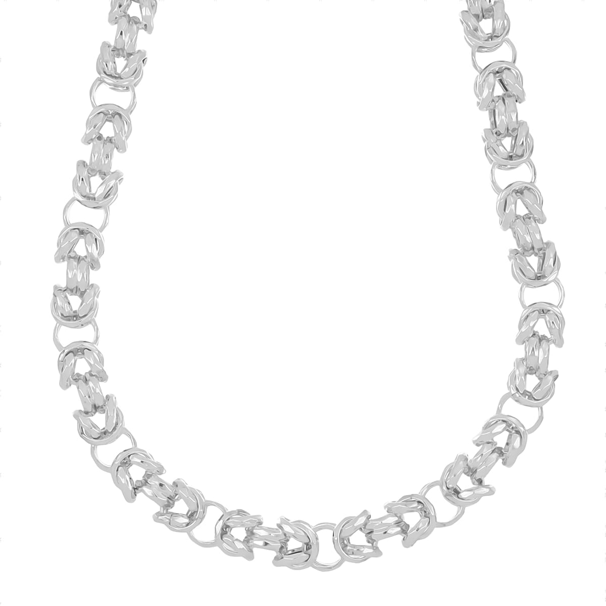 La Bella Handmade Byzantine Sterling Silver Necklace (Size - 20) with Lobster Clasp, Silver Wt. 47.91 Gms