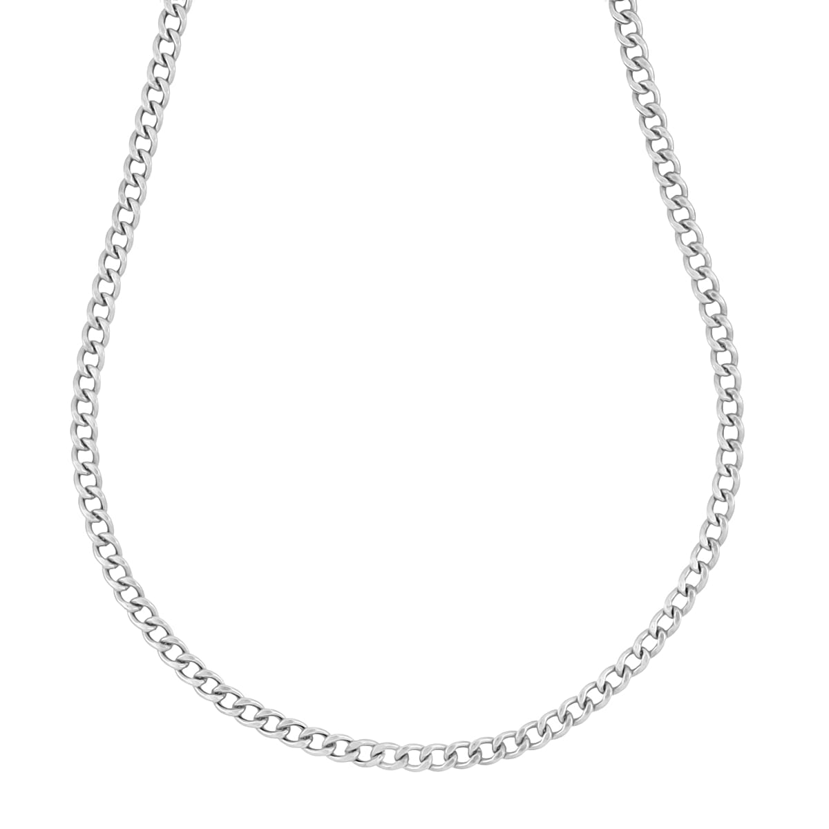 La Bella Handmade- Sterling Silver Curb Necklace (Size - 20) with Lobster Clasp