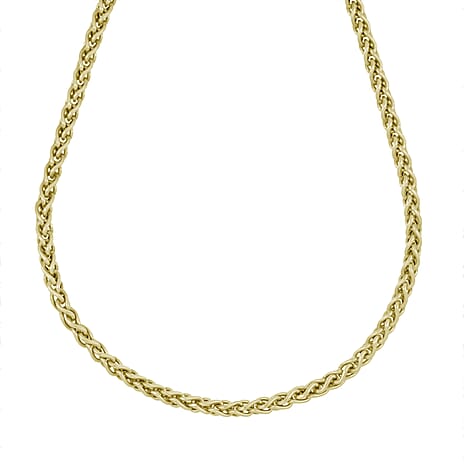 La Bella Handmade- Yellow Gold Plated Sterling Silver Spiga Necklace (Size - 20) with Lobster Clasp, Silver Wt. 12.12 Gms