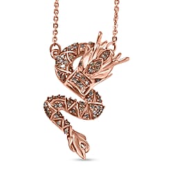 GP Champagne Diamond, Kanchanaburi Blue Sapphire, Black Diamond Fancy Necklace (Size - 20) in 18K RG VermeilSterling Silver  0.276  Ct.