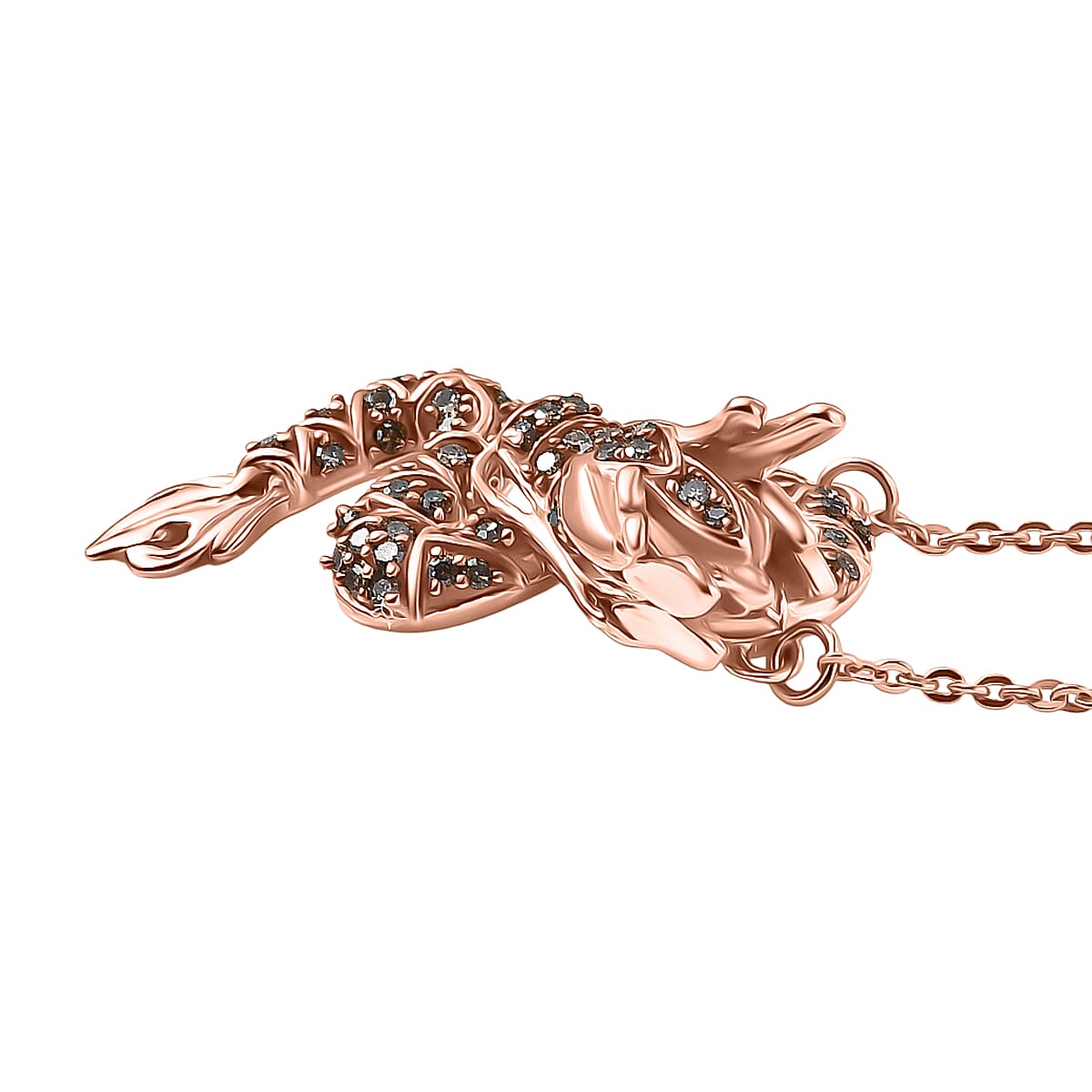 GP Champagne Diamond, Kanchanaburi Blue Sapphire, Black Diamond Fancy Necklace (Size - 20) in 18K RG VermeilSterling Silver  0.276  Ct.