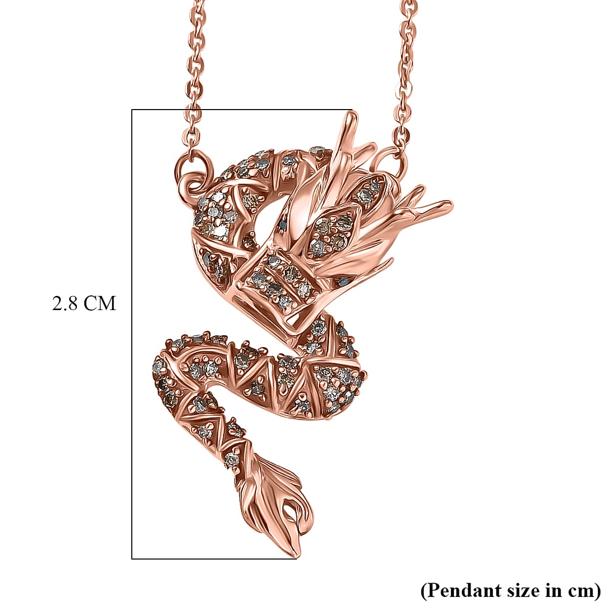 GP Champagne Diamond, Kanchanaburi Blue Sapphire, Black Diamond Fancy Necklace (Size - 20) in 18K RG VermeilSterling Silver  0.276  Ct.