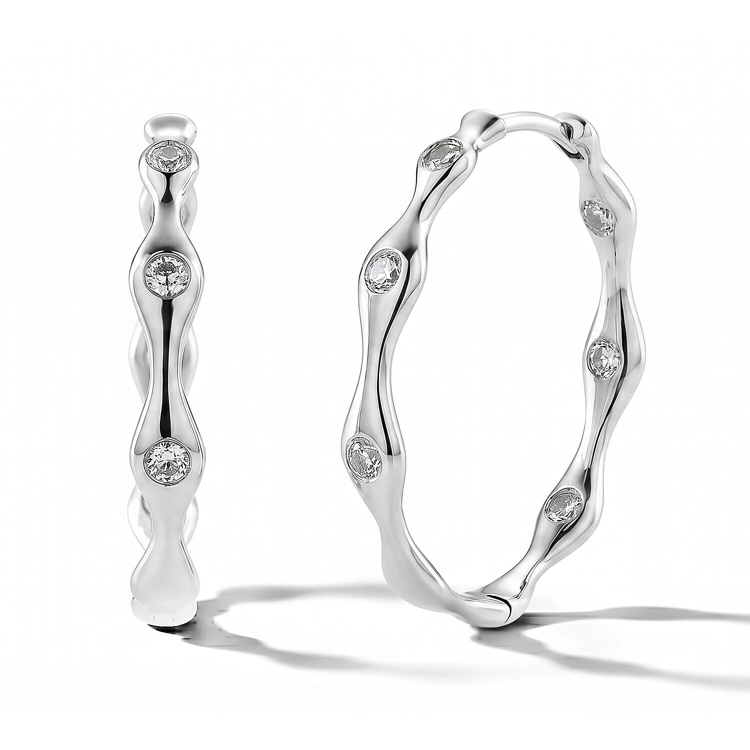 Lucy Q - Lab Grown Diamond Hoop Earring in Rhodium Overlay Sterling Silver 0.40 Ct.