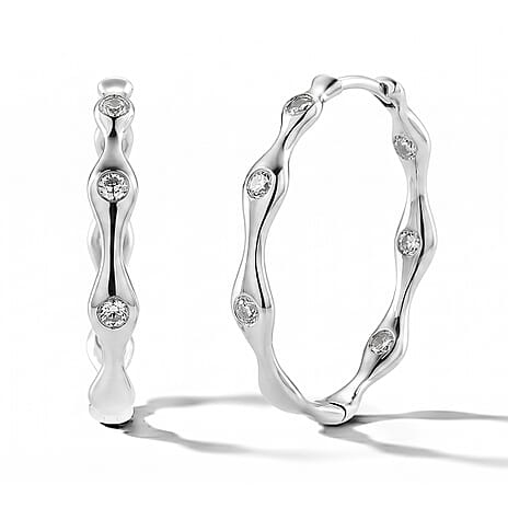 Lucy Q - Lab Grown Diamond Hoop Earring in Rhodium Overlay Sterling Silver 0.40 Ct.