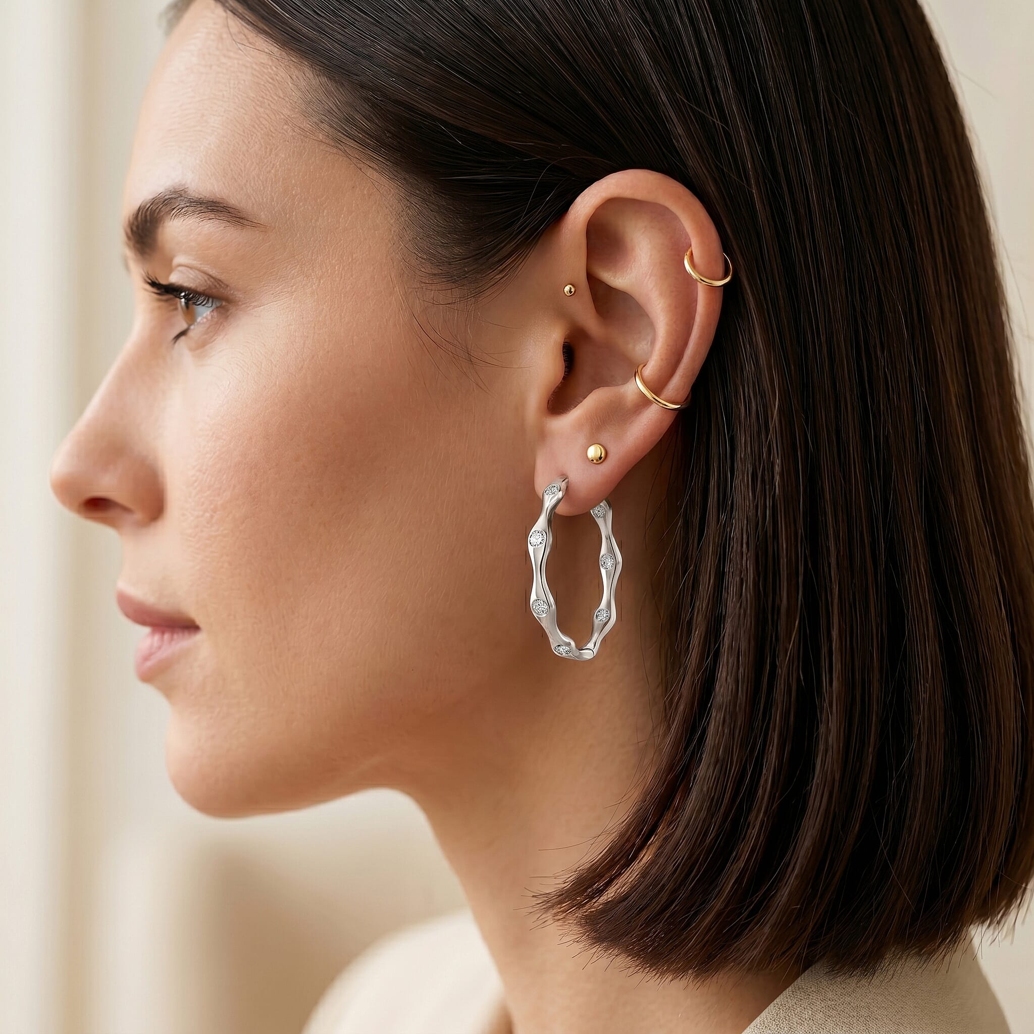 Lucy Q - Lab Grown Diamond Hoop Earring in Rhodium Overlay Sterling Silver 0.40 Ct.