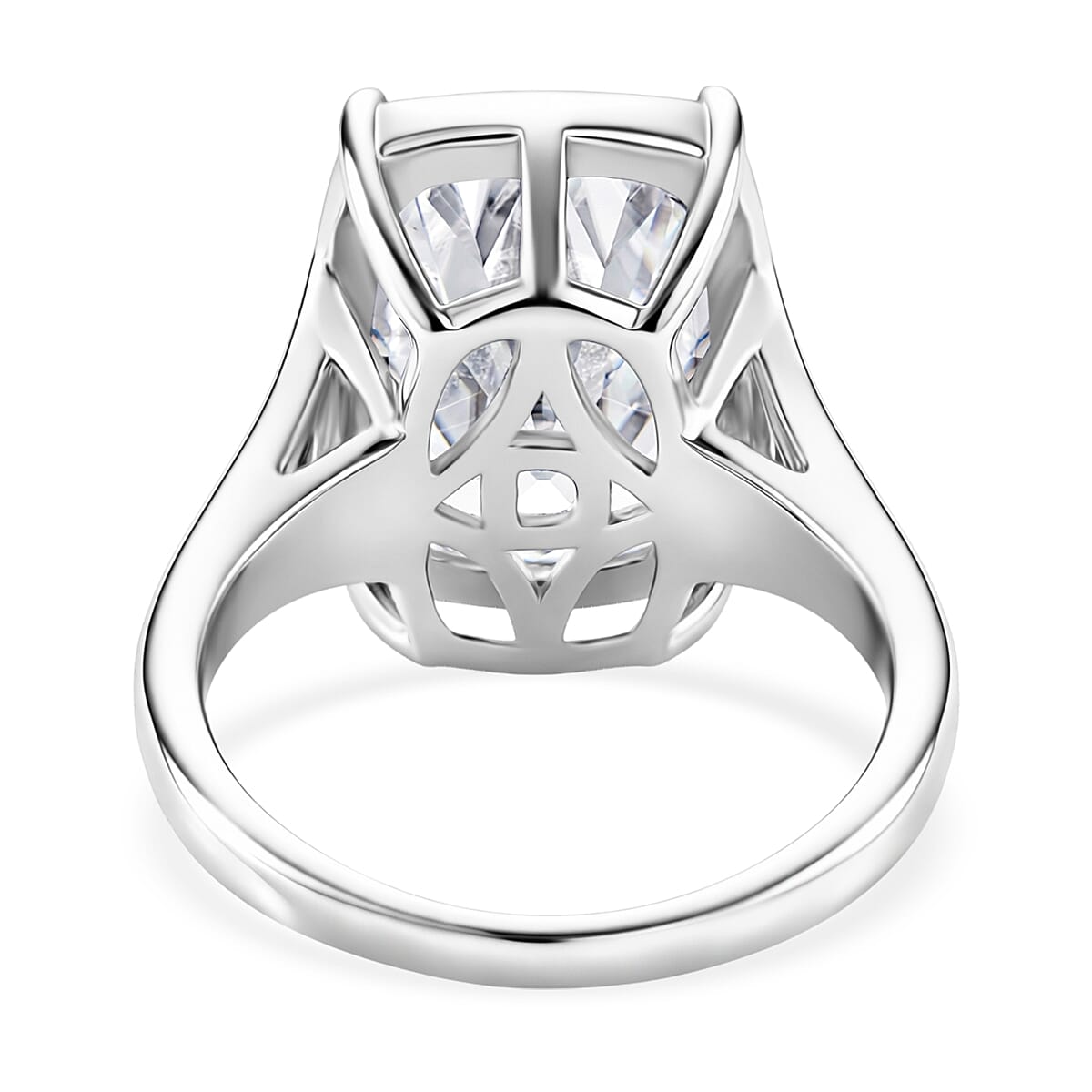 First Time Ever- Moissanite Old Mine Cushion Cut Solitaire Ring in Rhodium Overlay Sterling Silver 10.00 Ct.