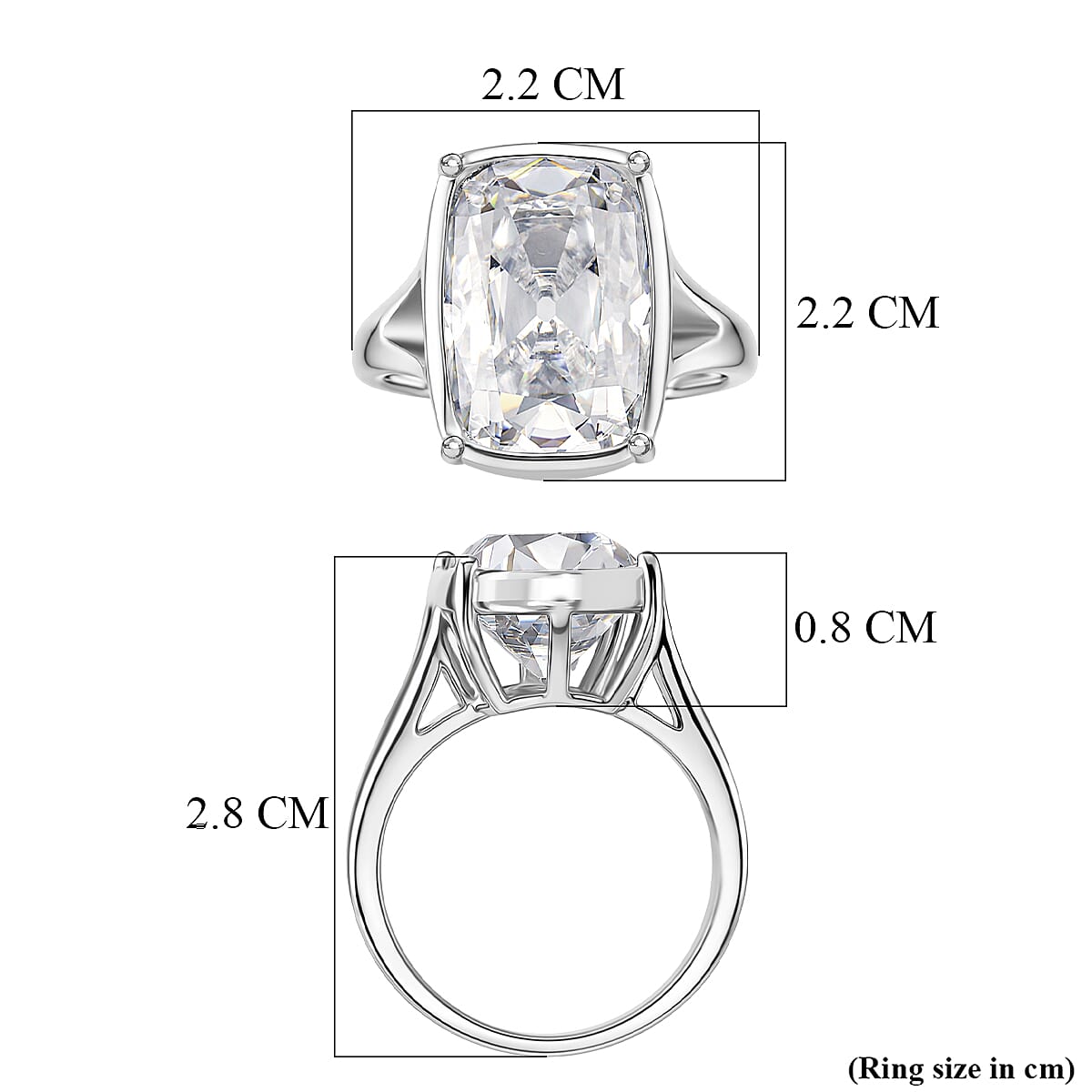 First Time Ever- Moissanite Old Mine Cushion Cut Solitaire Ring in Rhodium Overlay Sterling Silver 10.00 Ct.