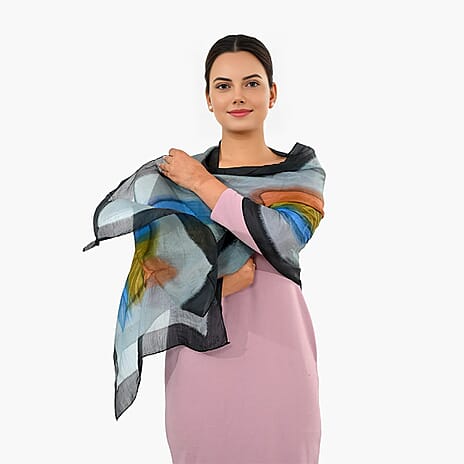 Valissiere 100% Pure Silk Kani Print Scarf (180 x 50cm) - Red