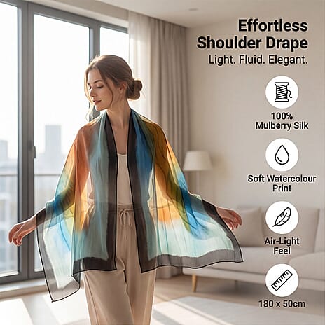 Valissiere 100% Pure Silk Kani Print Scarf (180 x 50cm) - Red