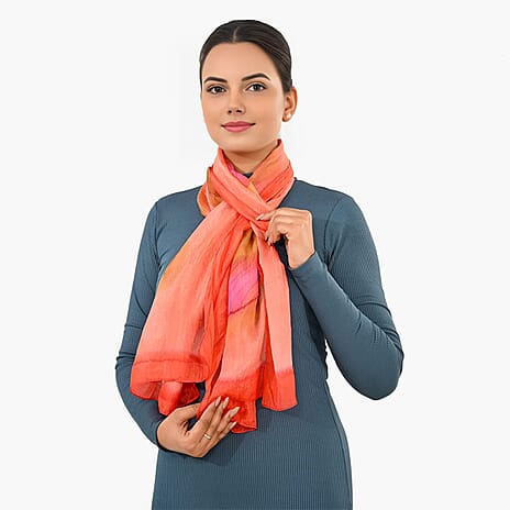 Valissiere 100% Pure Silk Kani Print Scarf (180 x 50cm) - Teal