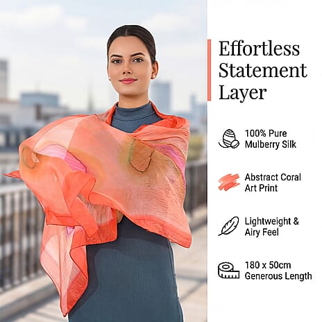 Valissiere 100% Pure Silk Kani Print Scarf (180 x 50cm) - Teal