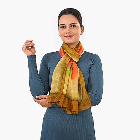 Valissiere Silk Printed Scarf (Size - One Size) - Yellow