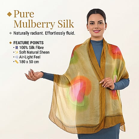 Valissiere Silk Printed Scarf (Size - One Size) - Yellow