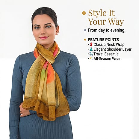 Valissiere Silk Printed Scarf (Size - One Size) - Yellow