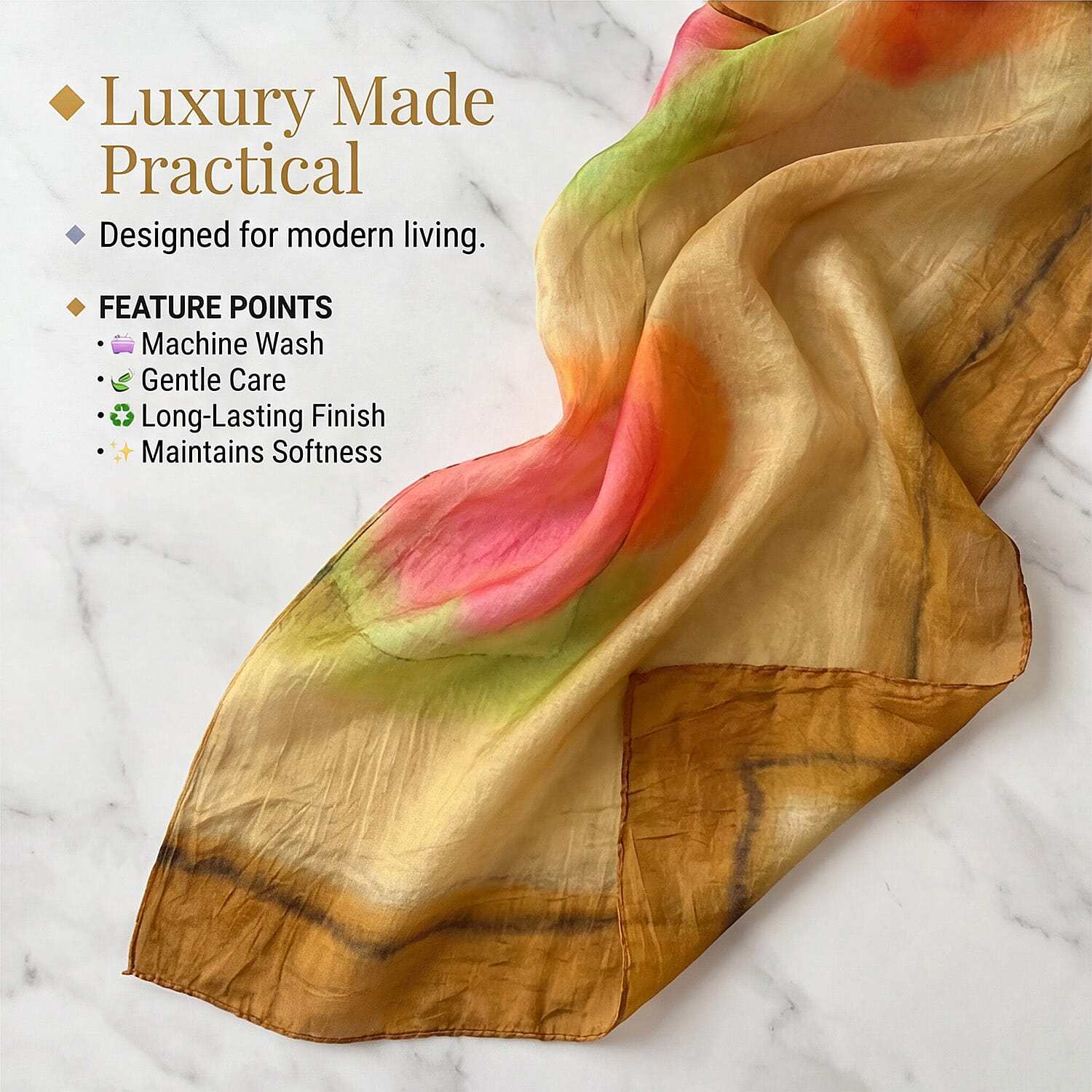 Valissiere Silk Printed Scarf (Size - One Size) - Yellow