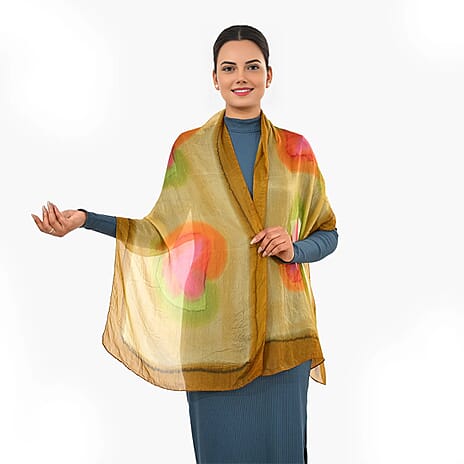 Valissiere Silk Printed Scarf (Size - One Size) - Yellow