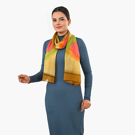 Valissiere Silk Printed Scarf (Size - One Size) - Yellow