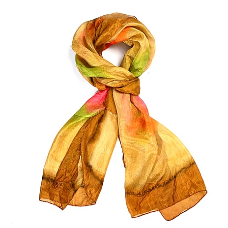 Valissiere Silk Printed Scarf (Size - One Size) - Yellow