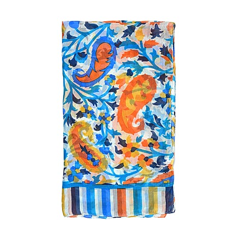 Valissiere Silk Printed Scarf (Size - One Size) - Blue