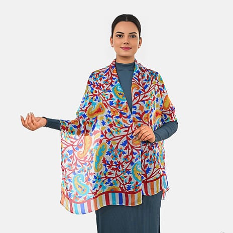 Valissiere Silk Printed Scarf (Size - One Size) - Red