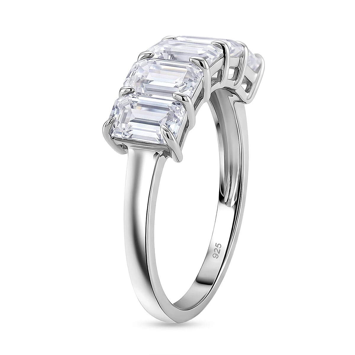 D'Joy Moissanite Half Eternity Band Ring in Rhodium Overlay Sterling Silver 2.96 Ct.
