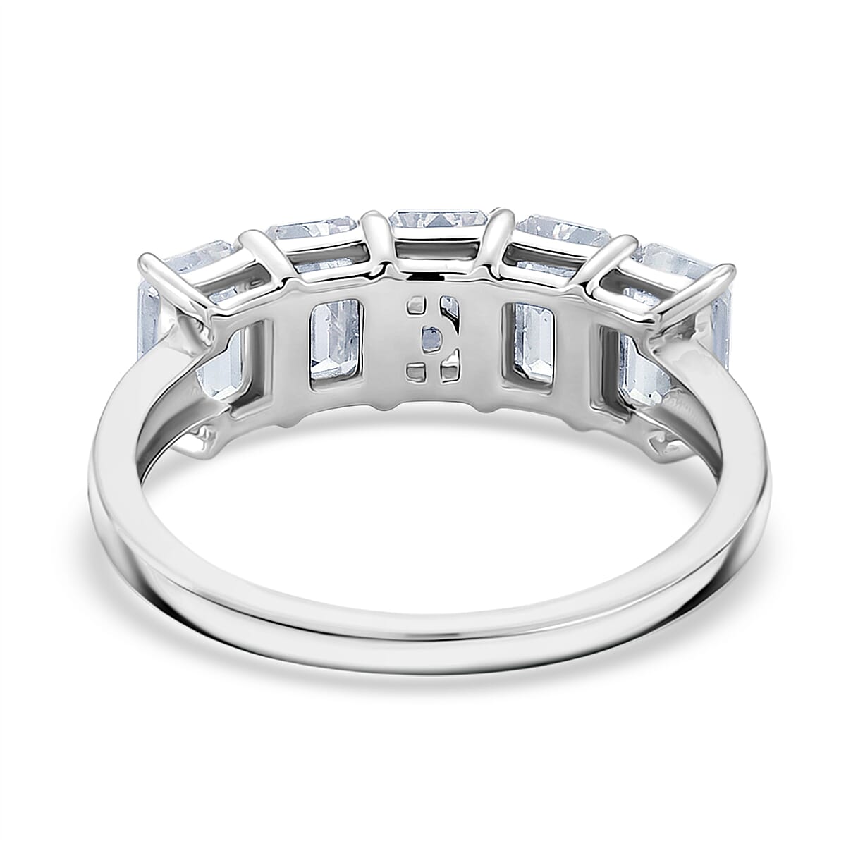 D'Joy Moissanite Half Eternity Band Ring in Rhodium Overlay Sterling Silver 2.96 Ct.
