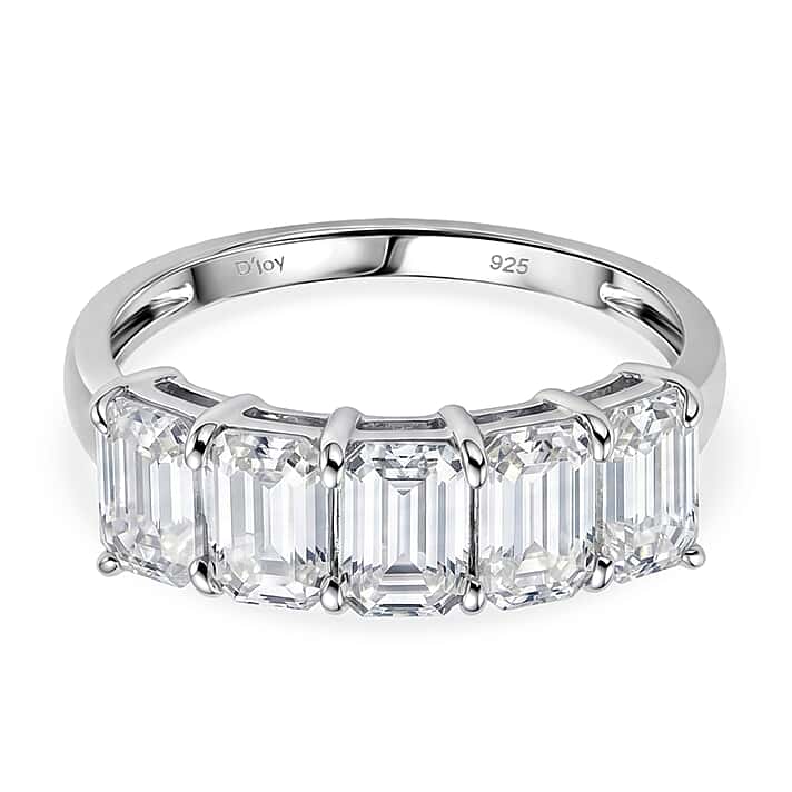D'Joy - Moissanite Half Eternity Band Ring in Rhodium Overlay Sterling Silver 2.96 Ct.