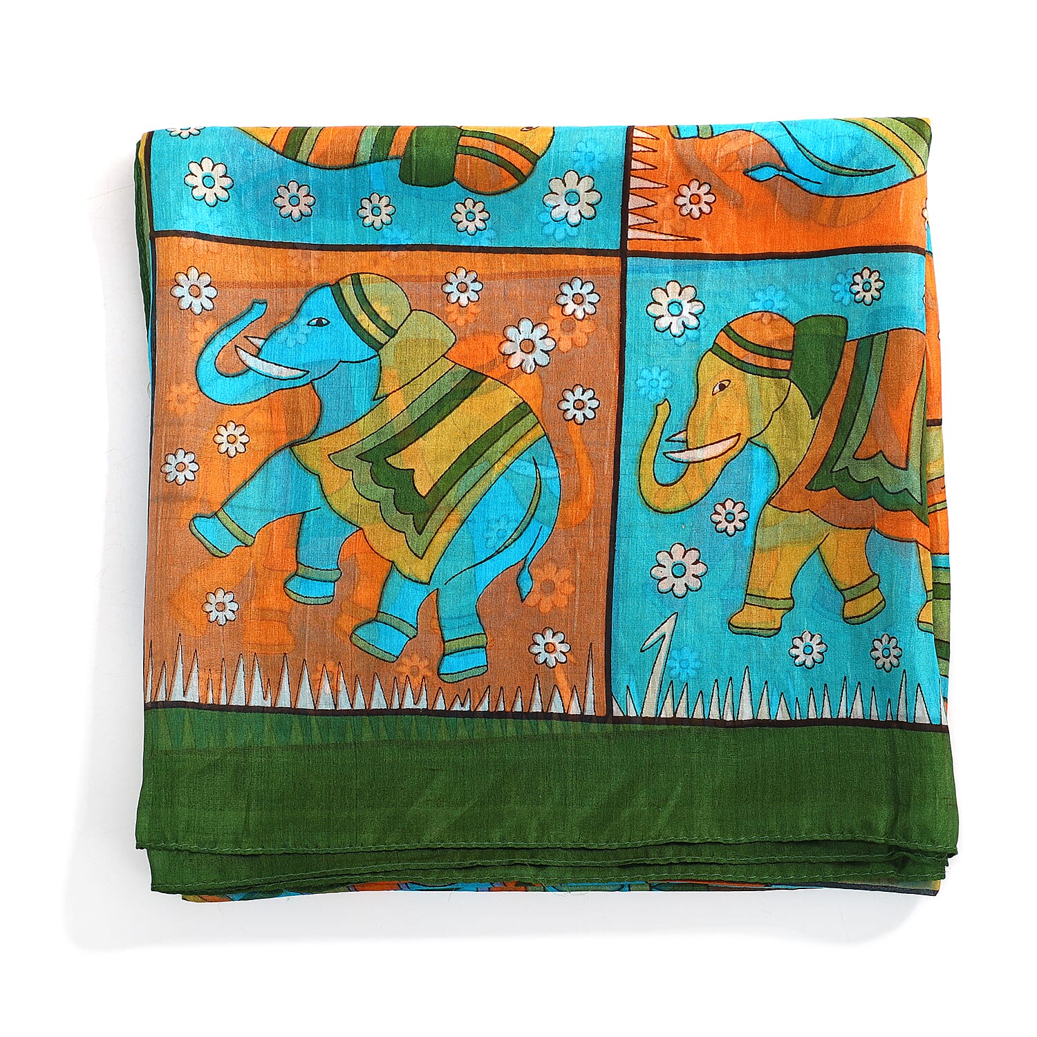 Valissiere Silk Printed Scarf (Size - One Size) - Green
