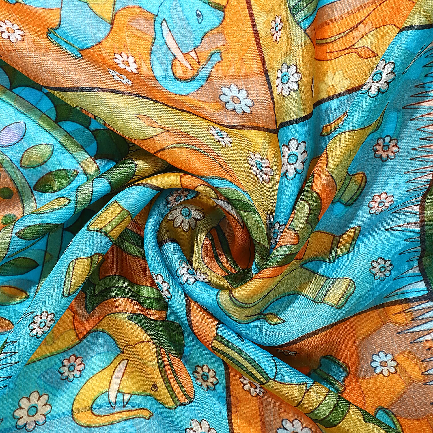 Valissiere Silk Printed Scarf (Size - One Size) - Green
