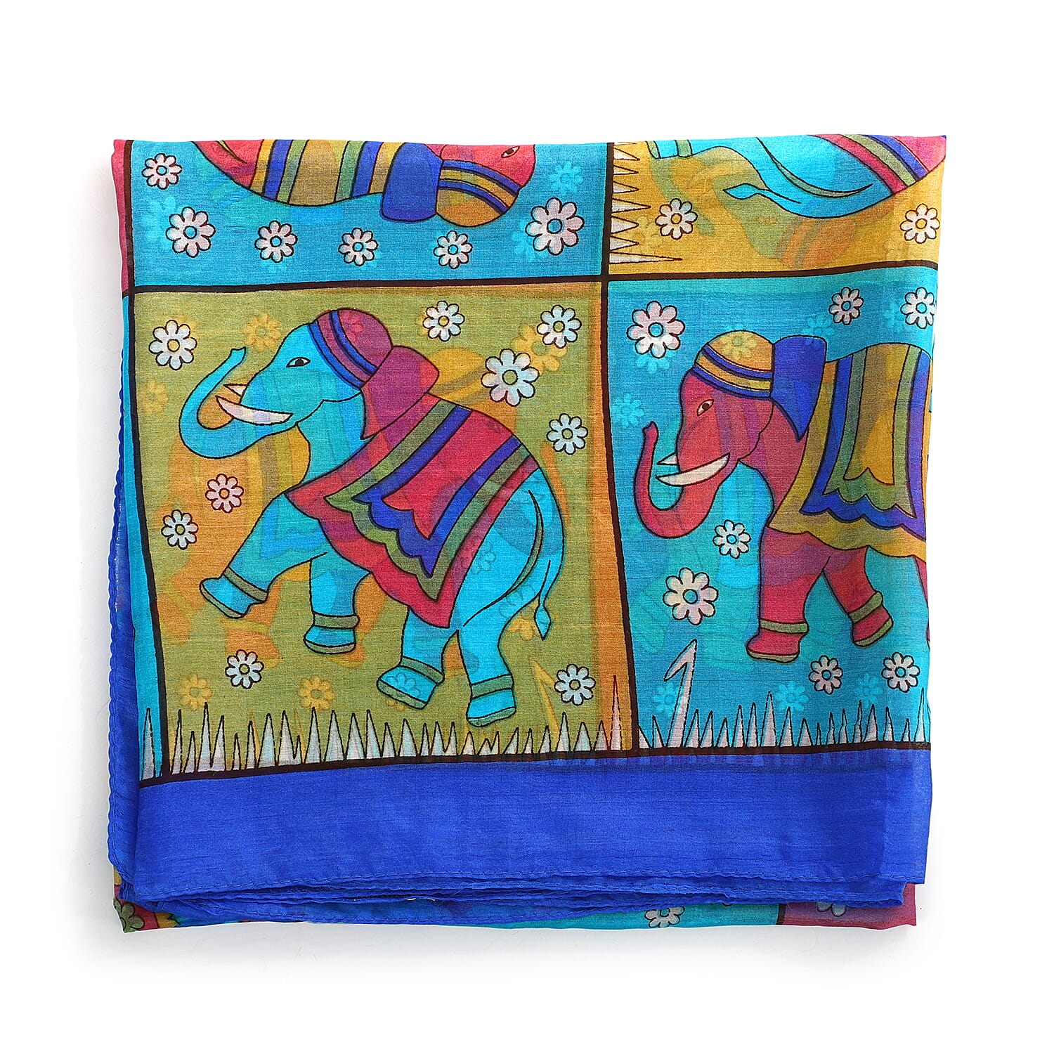 Valissiere Silk Printed Scarf (Size - One Size) - Blue