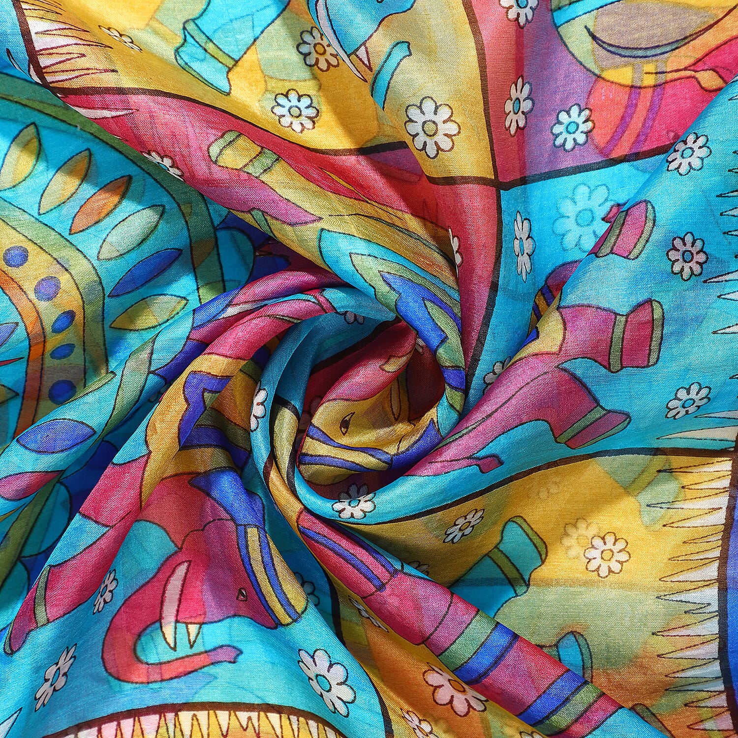 Valissiere Silk Printed Scarf (Size - One Size) - Blue