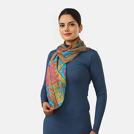 Valissiere Silk Printed Scarf (Size - One Size) - Yellow