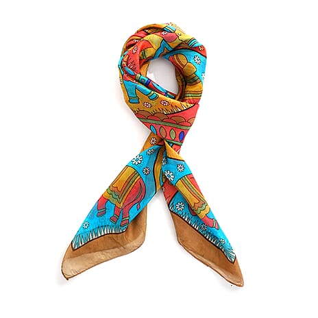 Valissiere Silk Printed Scarf (Size - One Size) - Yellow