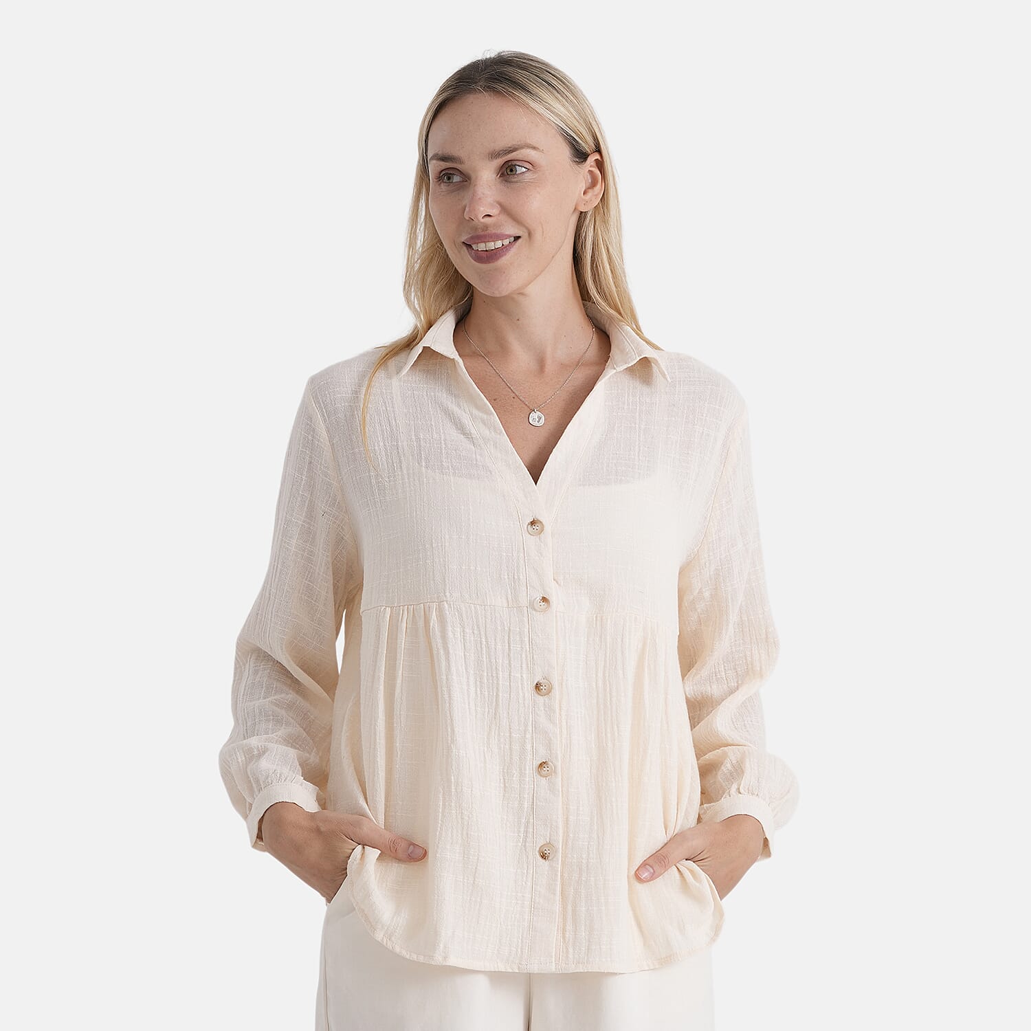 & Maisi Cotton Solid Blouse 