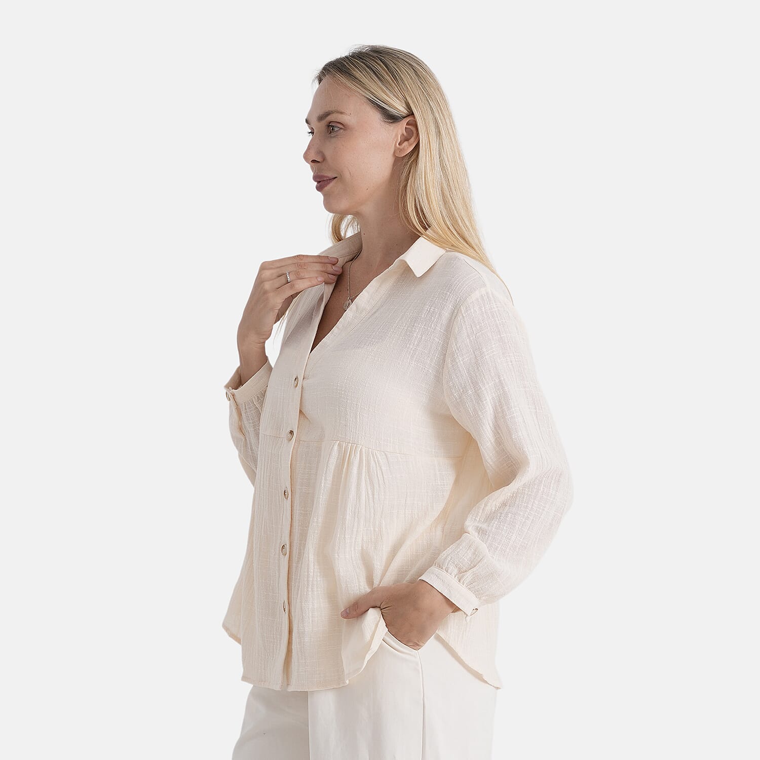 & Maisi Cotton Solid Blouse 