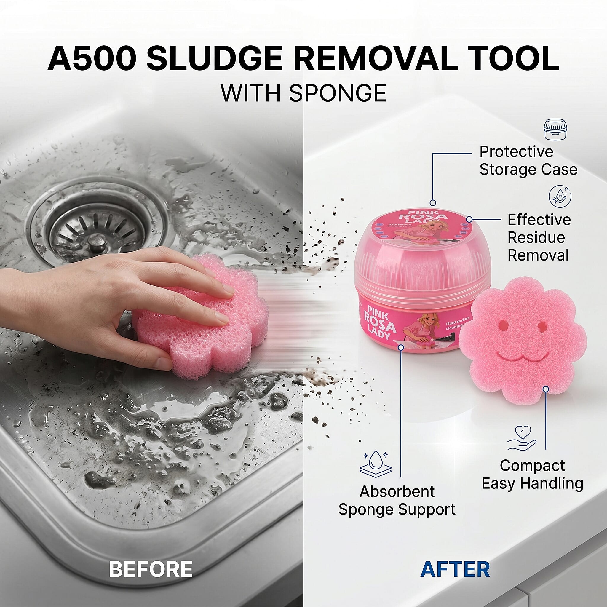 Pink Clay Hard Surface Cleaner - For Kitchens, Bathrooms, BBQs, Outdoor Furniture - Stainless Steel, Ceramic, Metal, UPVC
