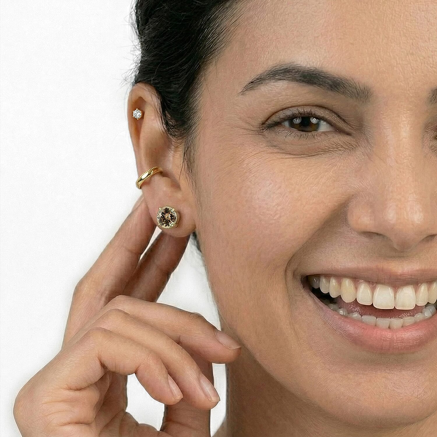 9K Yellow Gold AAA Natural Turkizite Solitaire Earrings With Push Back 2.07 Ct.