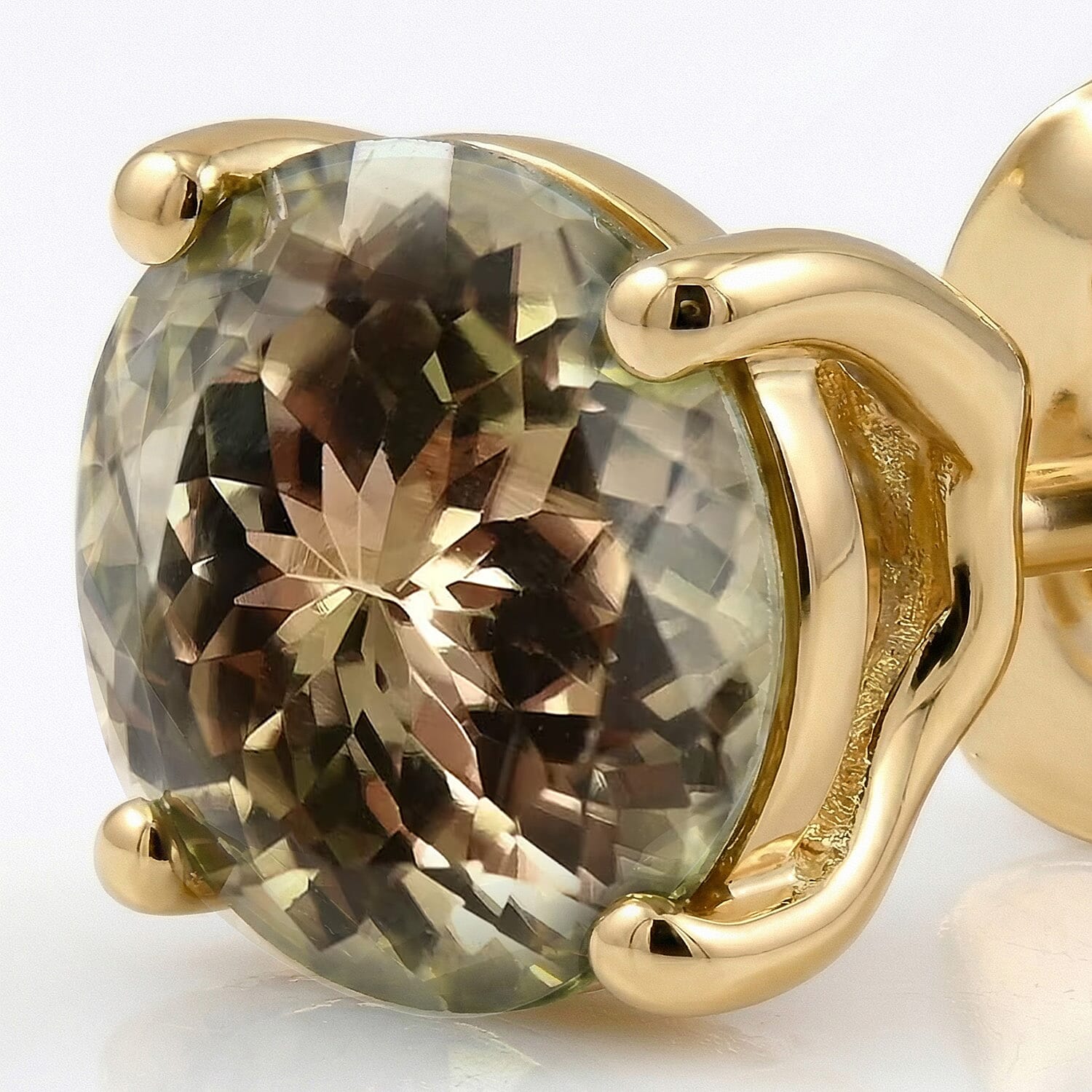 9K Yellow Gold AAA Natural Turkizite Solitaire Earrings With Push Back 2.07 Ct.