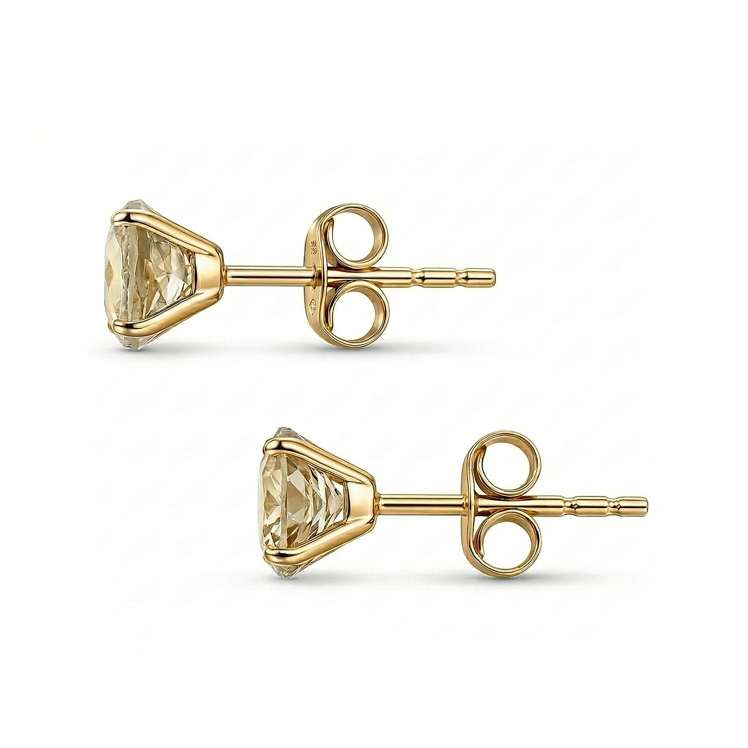 9K Yellow Gold AAA Natural Turkizite Solitaire Earrings With Push Back 2.07 Ct.