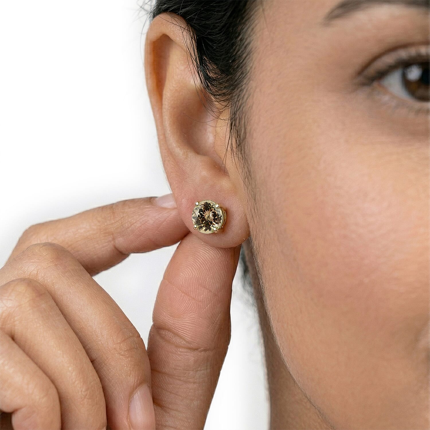 9K Yellow Gold AAA Natural Turkizite Solitaire Earrings With Push Back 2.07 Ct.