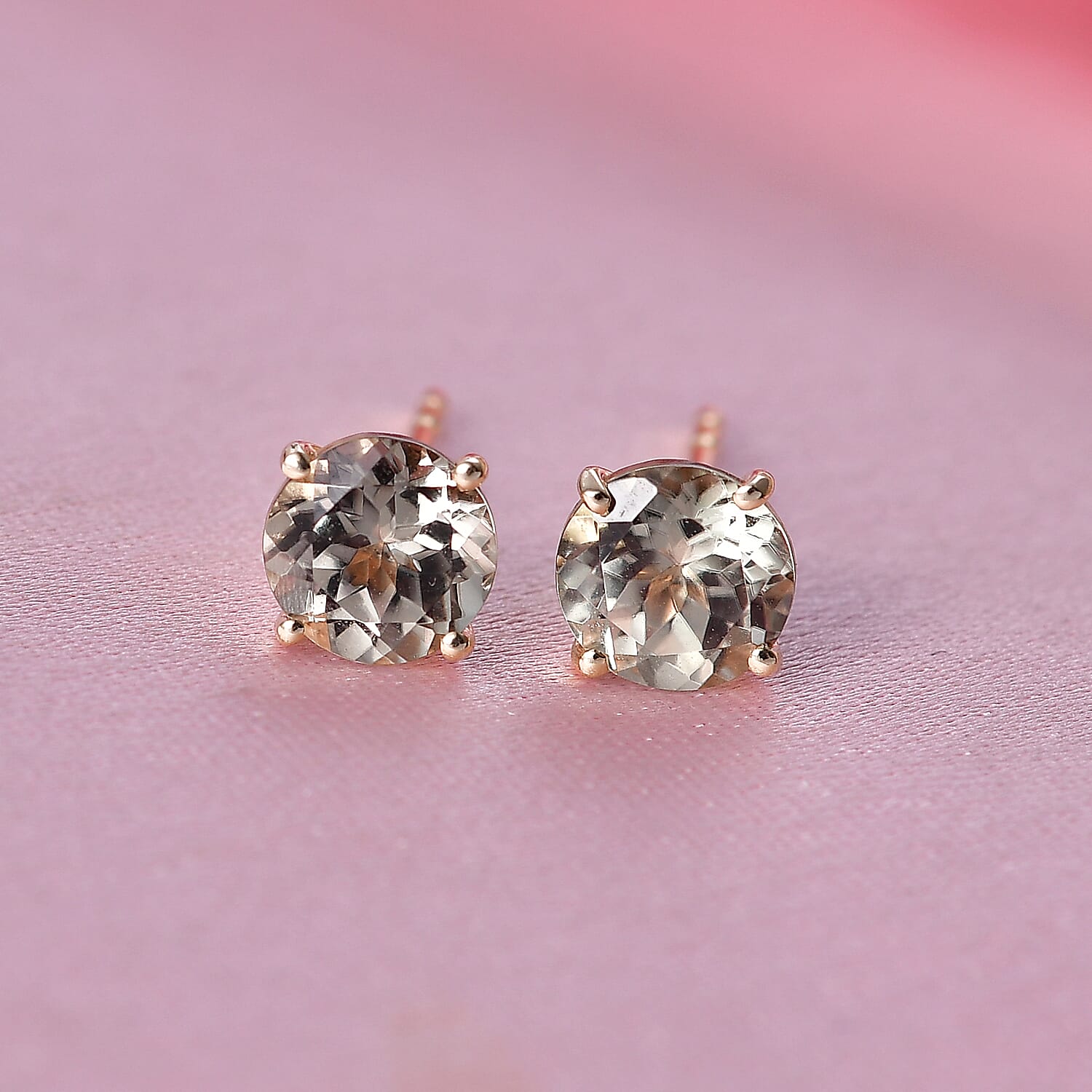 9K Yellow Gold AAA Natural Turkizite Solitaire Earrings With Push Back 2.07 Ct.