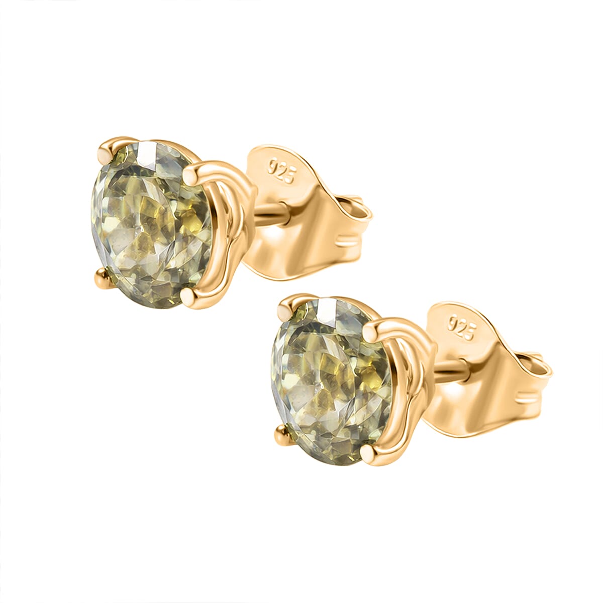 9K Yellow Gold AAA Natural Turkizite Solitaire Earrings With Push Back 2.07 Ct.