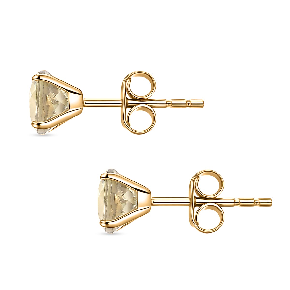 9K Yellow Gold AAA Natural Turkizite Solitaire Earrings With Push Back 2.07 Ct.